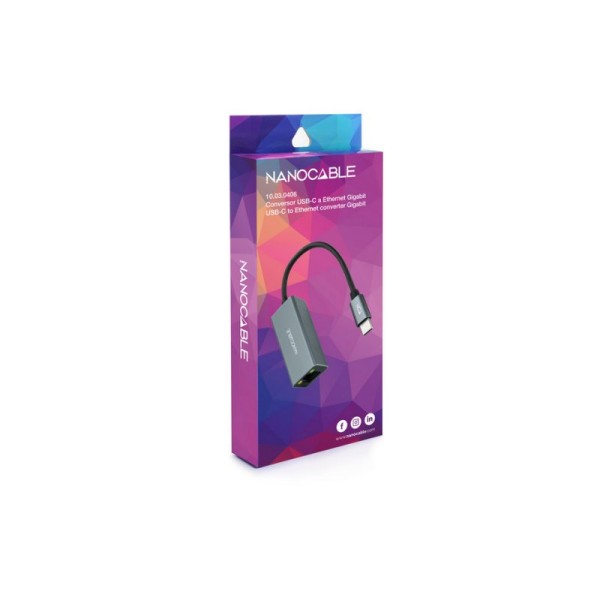 Nanocable conversor usb-c ethernet gigabit